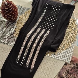 Vocal Black Leggings with Fleur-de-Lis Tag